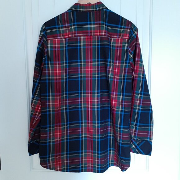Orvis Cotton Blend Long Sleeve Plaid Button Up Shirt Red Black Blue Size 10 - Picture 2 of 12
